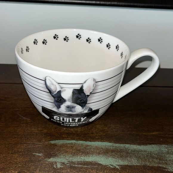 Big Black White Paw Frenchie French Bulldog Bad Dog Tea Cup Coffee Mug Shot - Picture 1 of 4